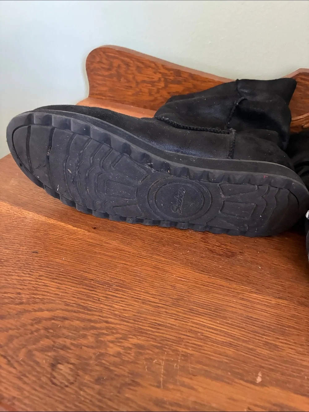 Skechers Black Button Suede Ankle Boots